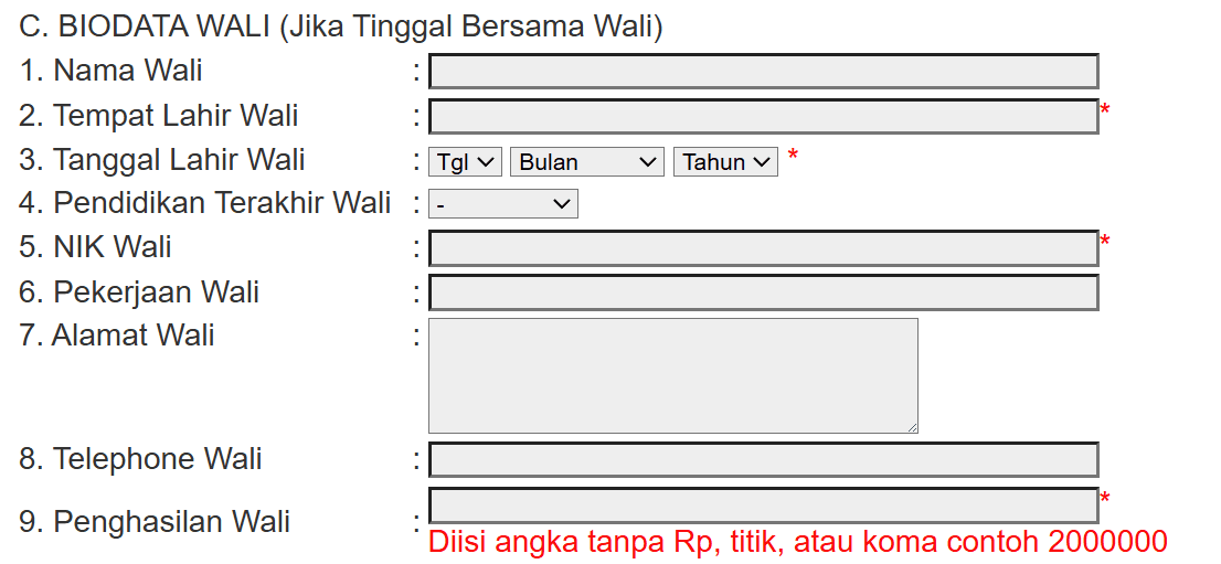 Formulir Pendaftaran Bagian C